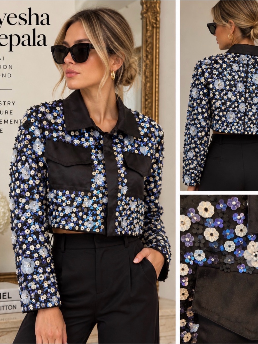 Ayesha Depala Hand-Embellished Floral Sequin Jacket